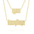 Two Name Kufi Necklace, Two Chains with Diamonds on the Dots