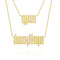 Two Name Kufi Necklace, Two Chains with Diamonds on the Dots